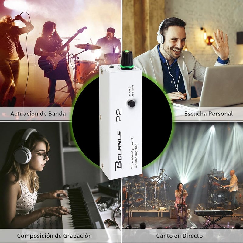 Bolanle P2 Portable in Ear Monitor Amplifier, Headphone Amp with XLR and TRS Input 3.5mm Output, Headphone Amplifier with Stereo/Mono Switch for Keyboardists, Drummers, Guitar (Single Channel) - Image 3